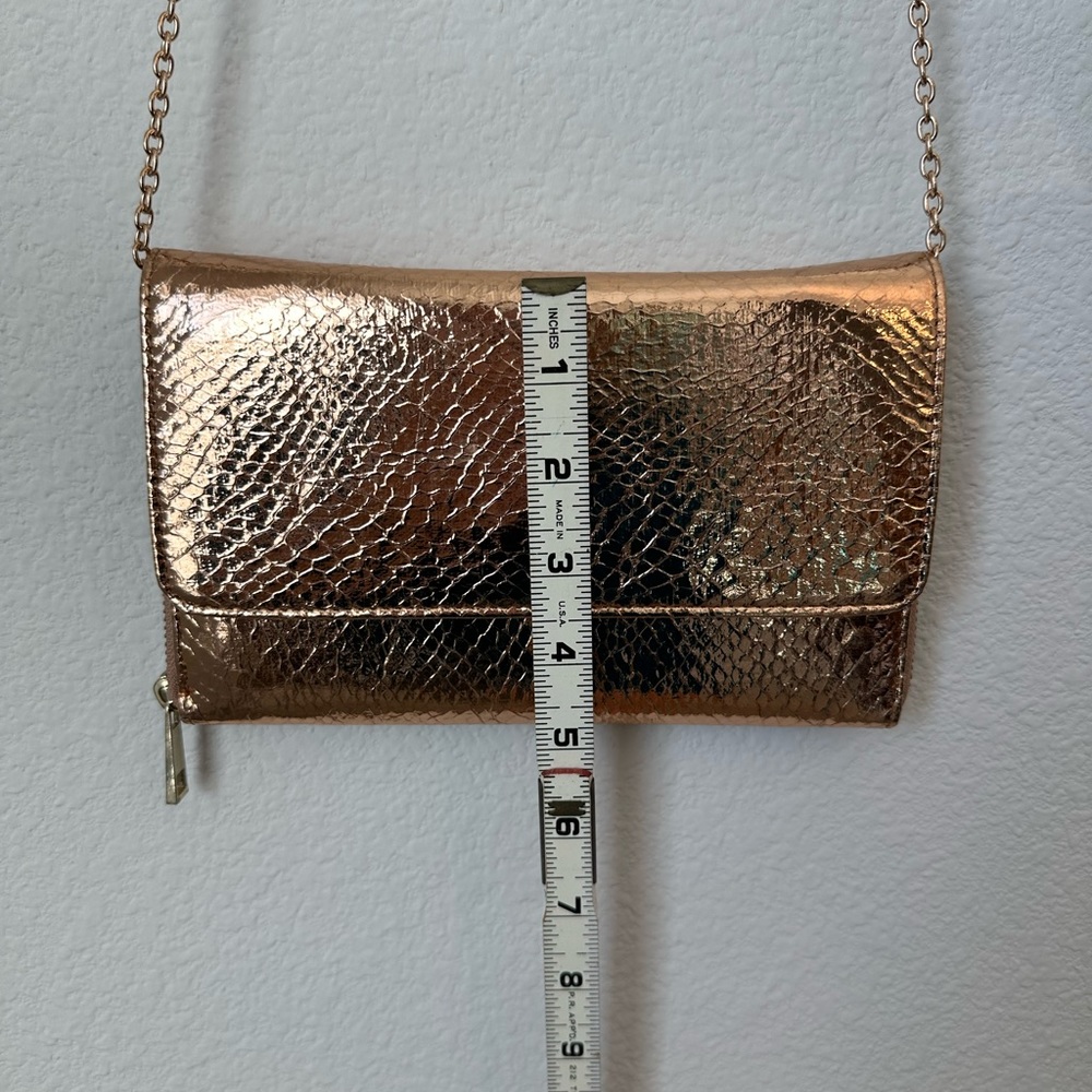 ☀️ ANTHROPOLOGY Rose Gold Metallic Chain Clutch Crossbody NWOT - Picture 14 of 14